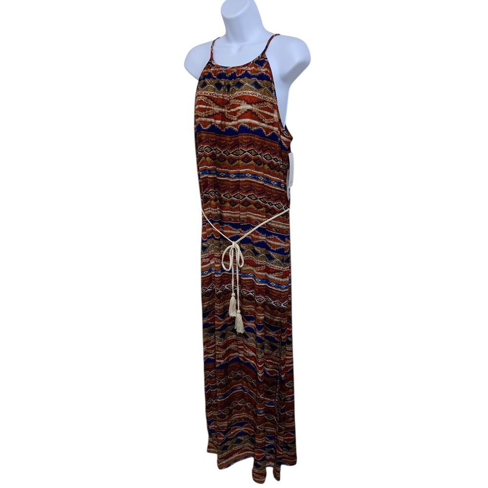 Karen Kane Canyonland Halter Maxi Dress Ethereal Tribal Resortwear Aztec M NEW‎ - Picture 3 of 16